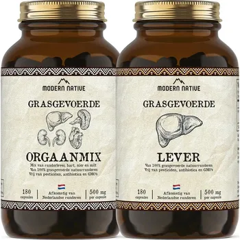 Modern Native | Grass-fed sušené orgány - startovací sada 2 x 180 kapslí pro ucelený protokol přirozené podpory zdraví - 360 ks