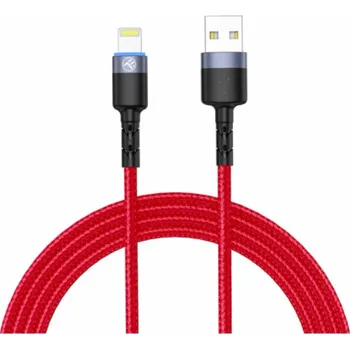 Datový kabel Tellur Data cable USB to Lightning with LED Light, 3A, 1.2m Red