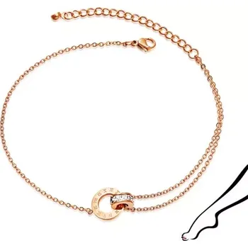 Náramek Ocelový náramek na ruku nebo nohu - kulatý segment s římskými číslicemi, zirkonový válec