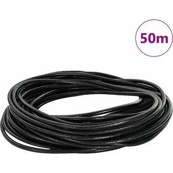 Vázací drát vidaXL Kožený provázek Černá Ø2,5 mm x 50 m Kůže
