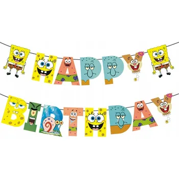 Papírová girlanda Happy Birthday Sponge Bob (1 ks)