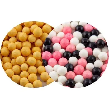 Jedlá dekorace na dort SweetArt cukrové perly zlatožluté matné a Minnie mix 7 mm (120 g) ♡
