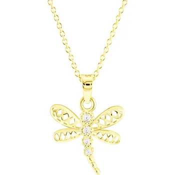 Náhrdelník GEMMAX Zlatý řetízek s vážkou – zlatý šperk ryzosti 585/1000 v Dárkovém balení s Certifikátem GLSYB-01062-12491