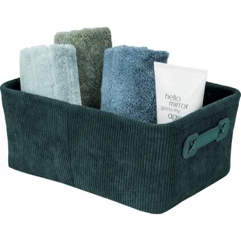 Úložný box KOŠÍK DO KOUPELNY na drobnosti kosmetiku zelený 27,6 x 20 textilní WENKO