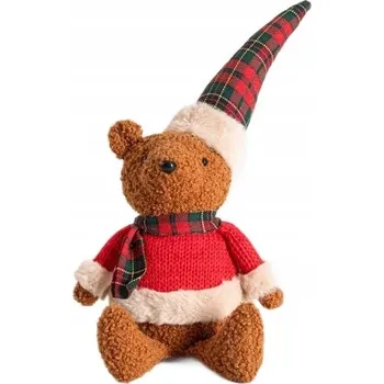 Obraz Skřítek TARTAN medvídek sedící ve svetru s kostkovaným vzorem 40 cm HOMLA