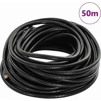 Vázací drát vidaXL Kožený provázek Černá Ø4 mm x 50 m Kůže
