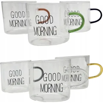 HRNÍČEK HRNÍČKY SKLENĚNÉ NA ESPRESSO BAREVNÉ UCHO SADA 6 x 120 ML