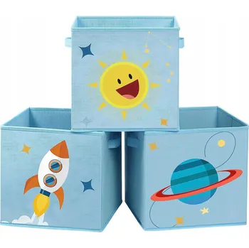 Úložný box KRABIČKA NA HRAČKY ORGANIZÉR 3 ks 30x30x30 cm modrá