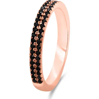 Prsten Brilio Silver Třpytivý bronzový prsten s černými zirkony RI058R 60 mm + 2 měsíce na vrácení zboží