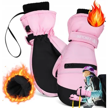 Rukavice Zimní Rukavice S Lyžařské Rukavice Snowboardové Zateplené KAPSA s Dotykovou Obrazovkou Růžové