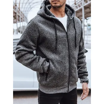 Pánská mikina Buďchlap Trendy grafitová melírovaná zateplená mikina s kapucí