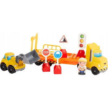 ostatní stavebnice SADA STAVEBNÍCH KOSTEK PRO DĚTI TESAŘKY AUTOPŘEPRAVNÍK ZNAČKY S BAGREM