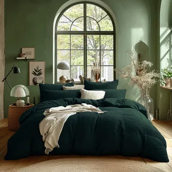 Povlečení Bavlněné Sada povlečení FROTÉ 200x220 SOFT TERRY barva zeleň