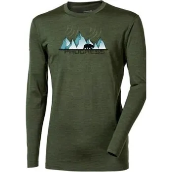 STIG "ICELAND" dětské merino triko khaki melír 140/146