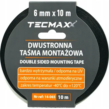 Lepicí páska TECMAXX - OBOUSTRANNÁ MONTÁŽNÍ PÁSKA PE - ČERNÁ - 6 MM x 10 M