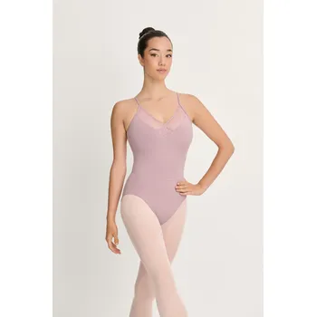 Body Intermezzo,Taneční trikot s krajkou na ramínka 31722, starorůžová XL