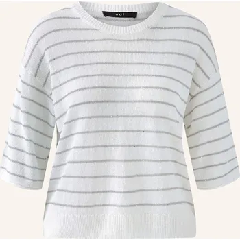 Dámský svetr Oui Dámské Úpletové Tričko S Flitry A Se Lnem, bílá / šedá, 34