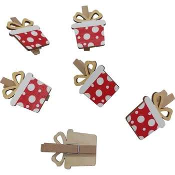 Vánoční dekorace Kolíčky červené dárky 3001821