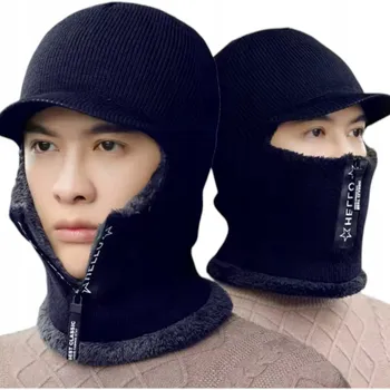 Čepice ZIMNÍ KUKLA S GOLFEM KŠILTOVKA NA ZIP, ZATEPLENÁ AKRYLEM