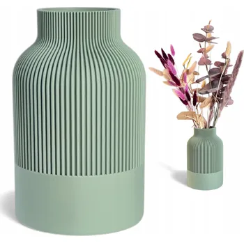 Váza KRÁSNÁ VÁZA NA KVĚTINY, NEROZBITNÁ 17,5 CM RESEDA ZELENÁ DEKORACE DO DOMU