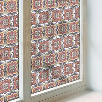 Stínítko do auta Samolepicí fólie na okno proti slunci, mléčná s květinovým ornamentem, 100x146 cm