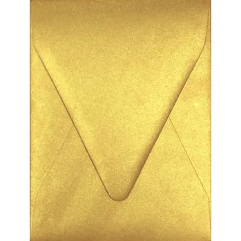 Obálka Zlaté ozdobné obálky I8 18,2x13,4cm na pozvánky svatba, svátky, 25 kusů