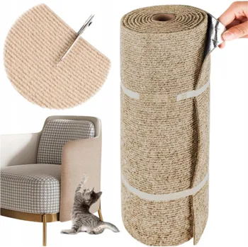 Samolepicí škrabadlo pro kočky s vyřezávanou podložkou na nábytek 200x40 cm BÉŽOVÁ