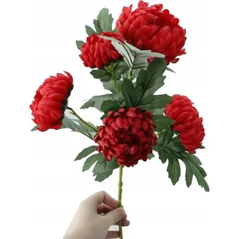 umělá květina CHRYZANTÉMA ČERVENÁ KYTICE 5 HLAV SR. HLAVY 10 CM