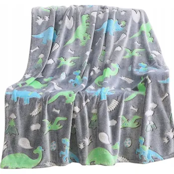 deka SVÍTÍCÍ DEKA VE TMĚ 150X200 DINOSAUŘI MĚKKÁ PŘÍJEMNÁ FLEECE DEKA PRO DĚTI GLOW