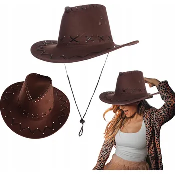Klobouk Kovbojský klobouk pro dospělé, hnědý, velurový