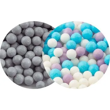 Jedlá dekorace na dort SweetArt cukrové perly stříbrné matné a Elsa mix 7 mm (120 g) ♡
