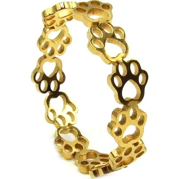 Prsten RajSperku Dámský jemný prsten z Chirurgické oceli - zlaté tlapky dárkové balení zdarma