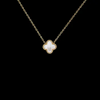 Náhrdelník Jemný náhrdelník White Clover z pozlacené chirurgické oceli 316L č. 1767