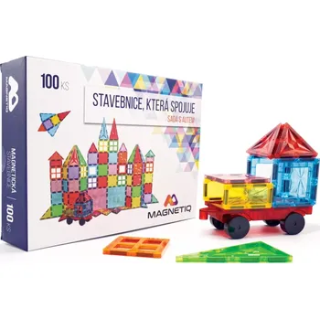 ostatní stavebnice Magnetická stavebnice MagnetiQ - Sada s autem 100 ks