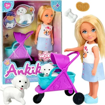 Panenka Panenka WOOPIE ROYAL s kočárkem a psem