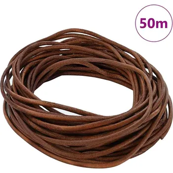 Vázací drát vidaXL Kožený provázek Světle hnědá Ø3 mm x 50 m Kůže