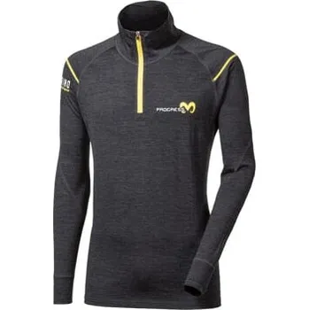 Pánský svetr MW NRZ pánský funkční merino rolák s krátkým zipem šedý melír M