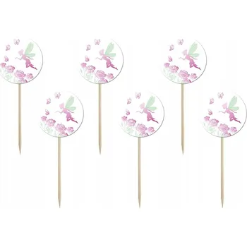 Party dekorace OZDOBA NA DORT VÍLA růžová zápichy do dortu narozeniny 6 Ks