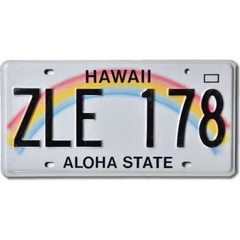 Plechová cedule Americká SPZ Hawaii Aloha Rainbow ZLE 178
