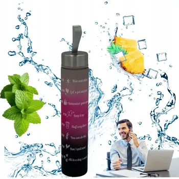 Láhev LAHEV NA PITÍ MOTIVAČNÍ LAHEV 300ML S MĚRKOU, NEPROTÉKAJÍCÍ, BEZ BPA, PRO FITNESS A SPORT