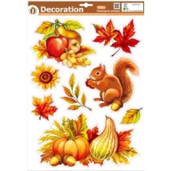 Okenní dekorace Okenní fólie s veverkou a podzimními motivy 50 gram