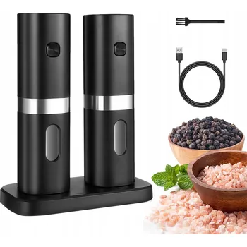 Kuchyňský mlýnek Elektrický mlýnek na pepř a sůl černý keramický 2 ks 80 g