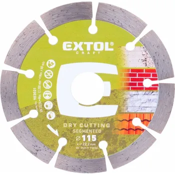 Řezný kotouč EXTOL CRAFT kotouč diamantový řezný segmentový - suché řezání, O 115x22,2x1,8mm 903031