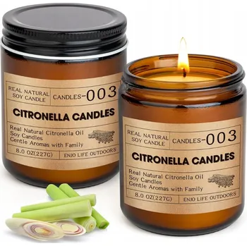 Svíčka 2X SVÍČKA CITRONELLA VELKÁ 240H VENKOVNÍ ZAHRADA KEMPINK VOSK SÓJOVÝ SET