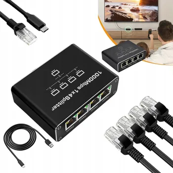 Switch Switch splitter přepínač 4 portový LAN Ethernet RJ45 4xRJ45