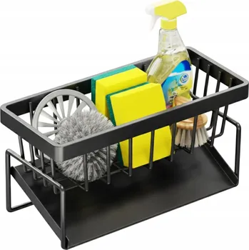 Odkapávač na nádobí ORGANIZÉR NA DŘEZ ODKAPÁVAČ NA JAR UCHYT NA HOUBIČKU KOŠÍK POLIČKA