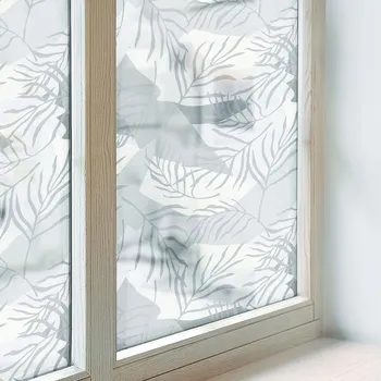 Polep vozidla Fólie na okna mléčná - samolepící okenní fólie s motivem jemných listů 200x100 cm