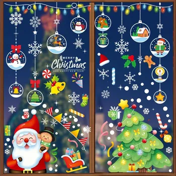 Vánoční dekorace VÁNOČNÍ NÁLEPKY NA PVC OKNA 280 KUSŮ SOB VÁNOČNÍ STROMČEK SNĚHOVÉ VLOČKY