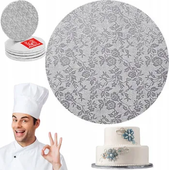 Květinová dortová podložka - 12 mm, stříbrná 30 cm /30618H