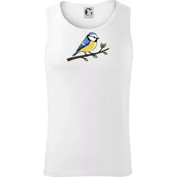 Sýkorka modřinka na větvi - Tílko pánské Core - XL ( Bílá )